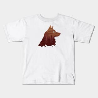 Brown wolf colorful landscape Kids T-Shirt